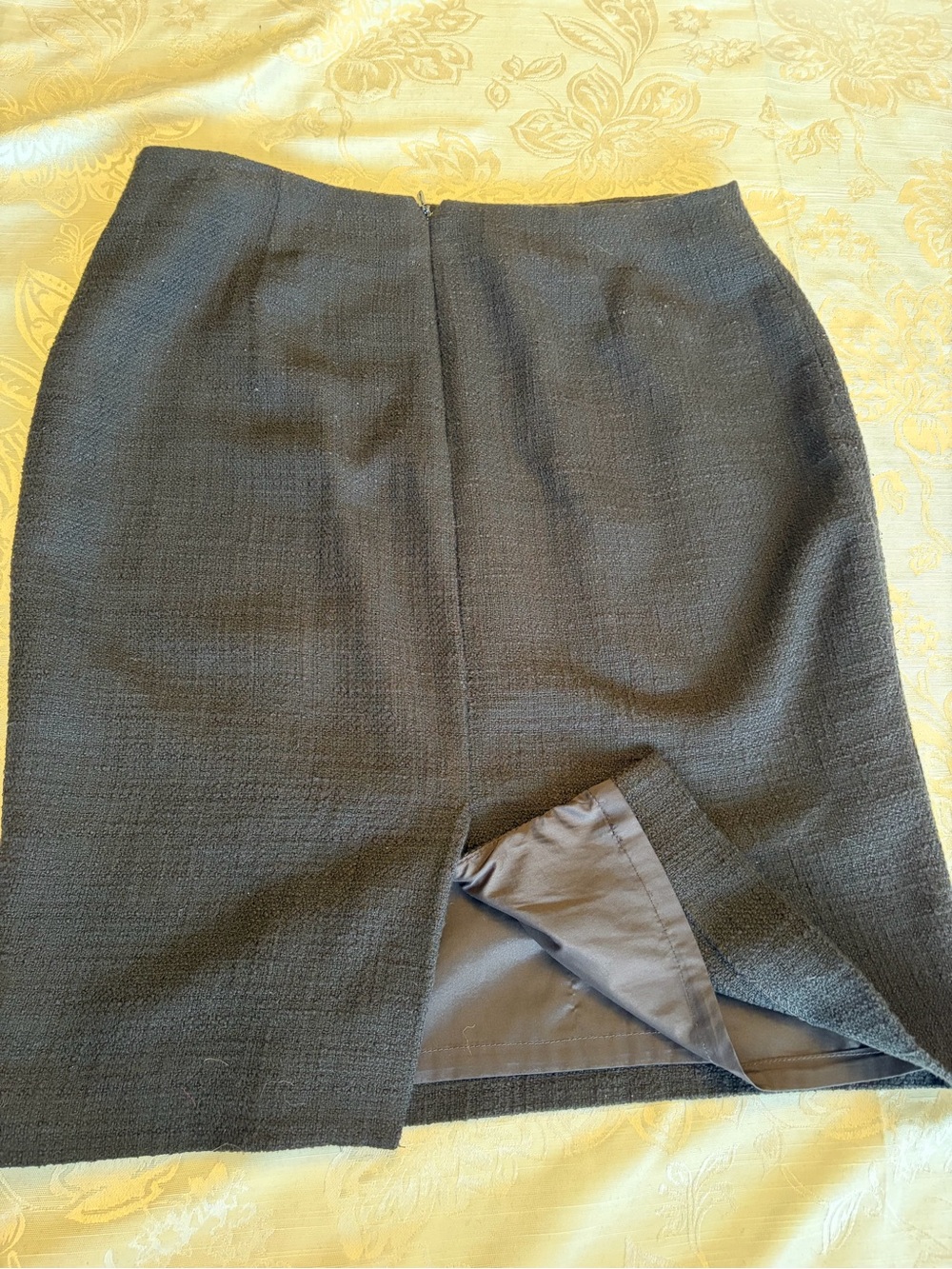 Karl Lagerfeld Black Textured Pencil Skirt with Back Vent